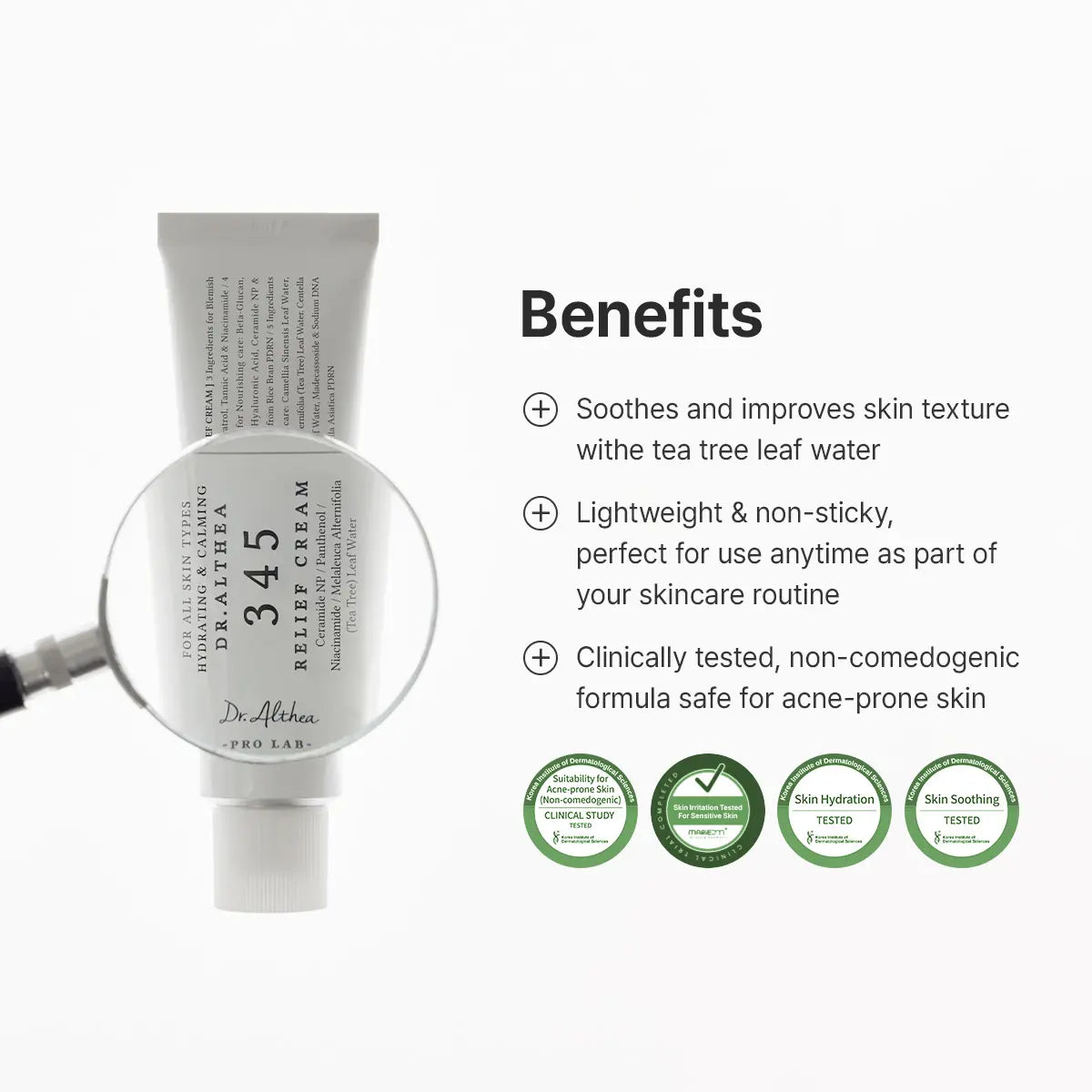 Dr.Althea 345 Relief Cream - Daily Face Moisturizer, Blemish Relief Care, Soothing Recovery, Vegan Korean Skincare