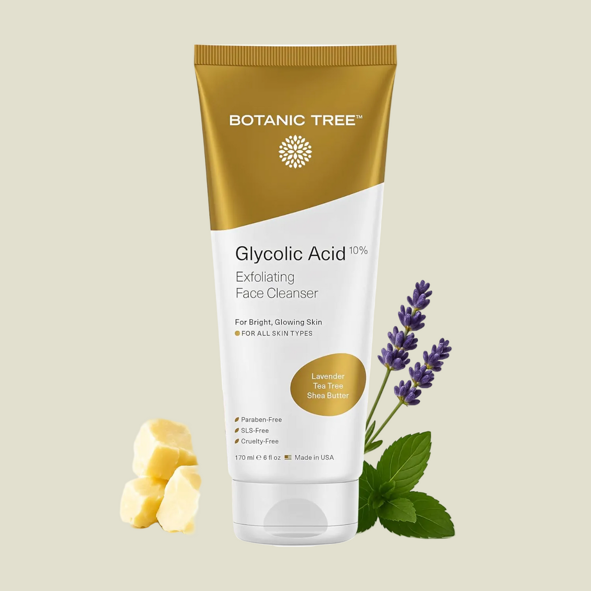 Botanic Tree Glycolic Acid Face Wash, Salicylic Acid, Dead Skin Remover, Brightens Skin